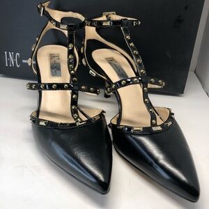 INC International Concepts Black and Gold Studded Heels